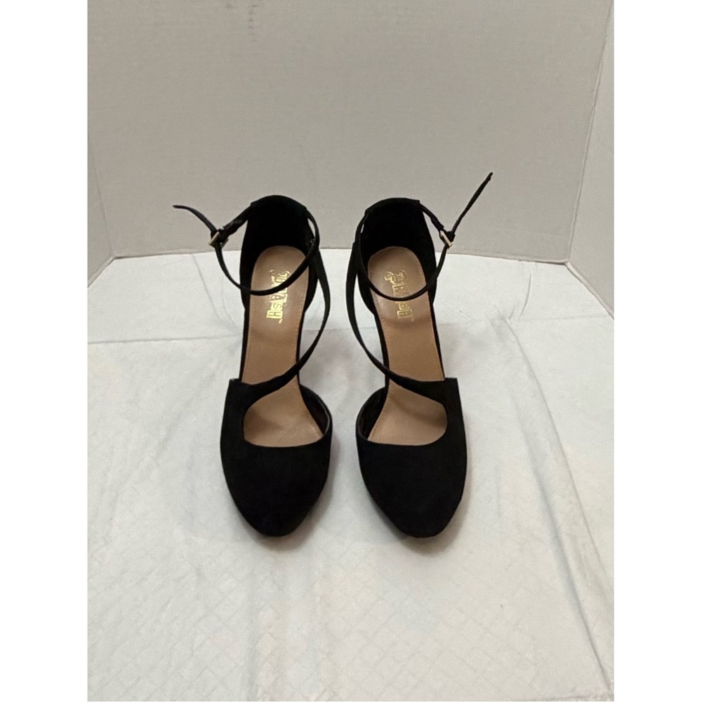 Brash Black Ankle Strap Heels Womens Buckle Closure  Size 7 Like New